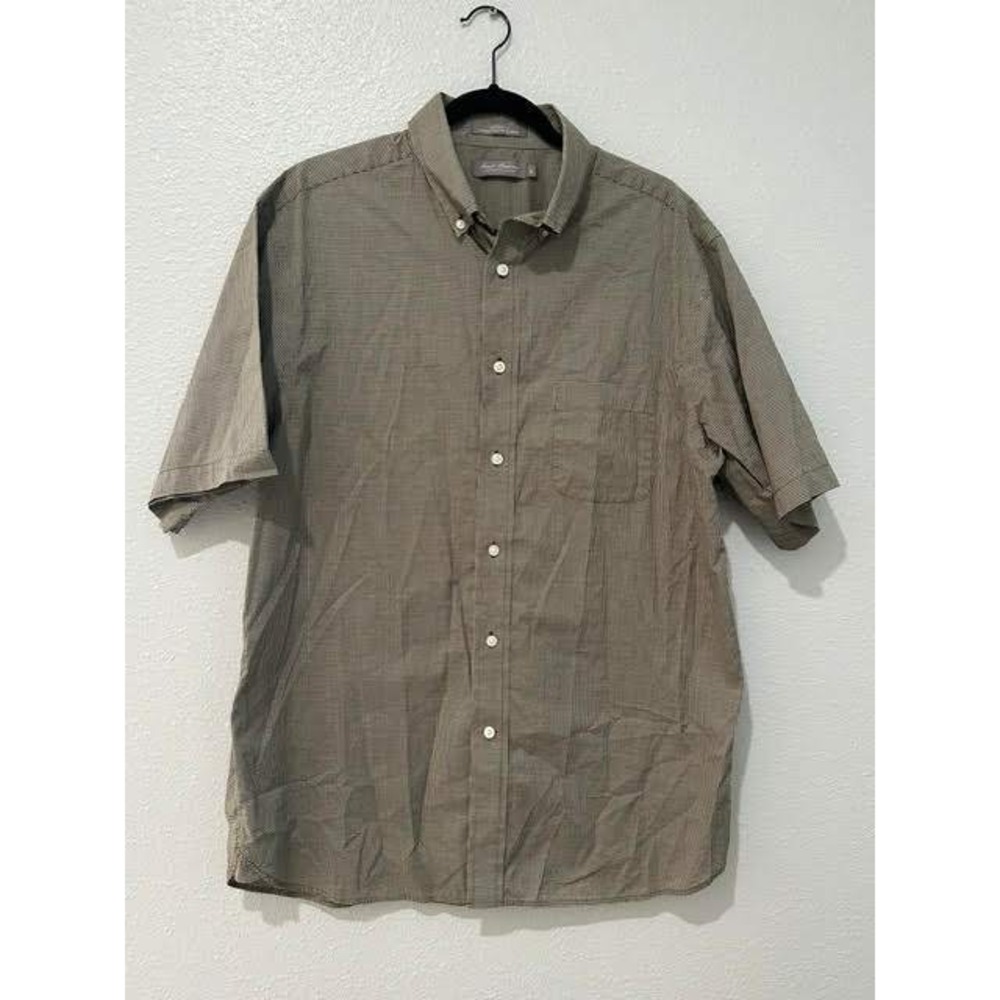 Daniel Cremieux Signature Collection Mens Large Brown Gingham Check SS Shirt